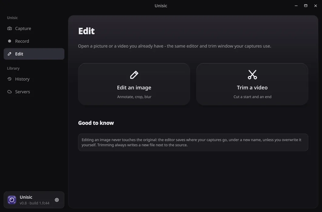 Edit: open an image or a video you already have