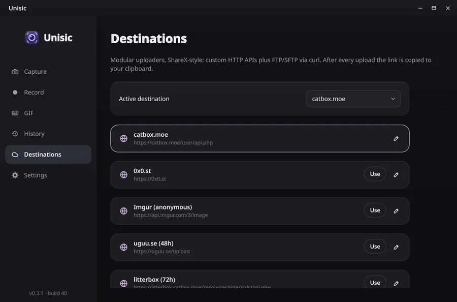 Unisic destinations