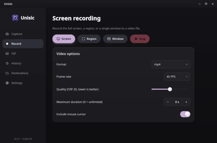 Unisic recording